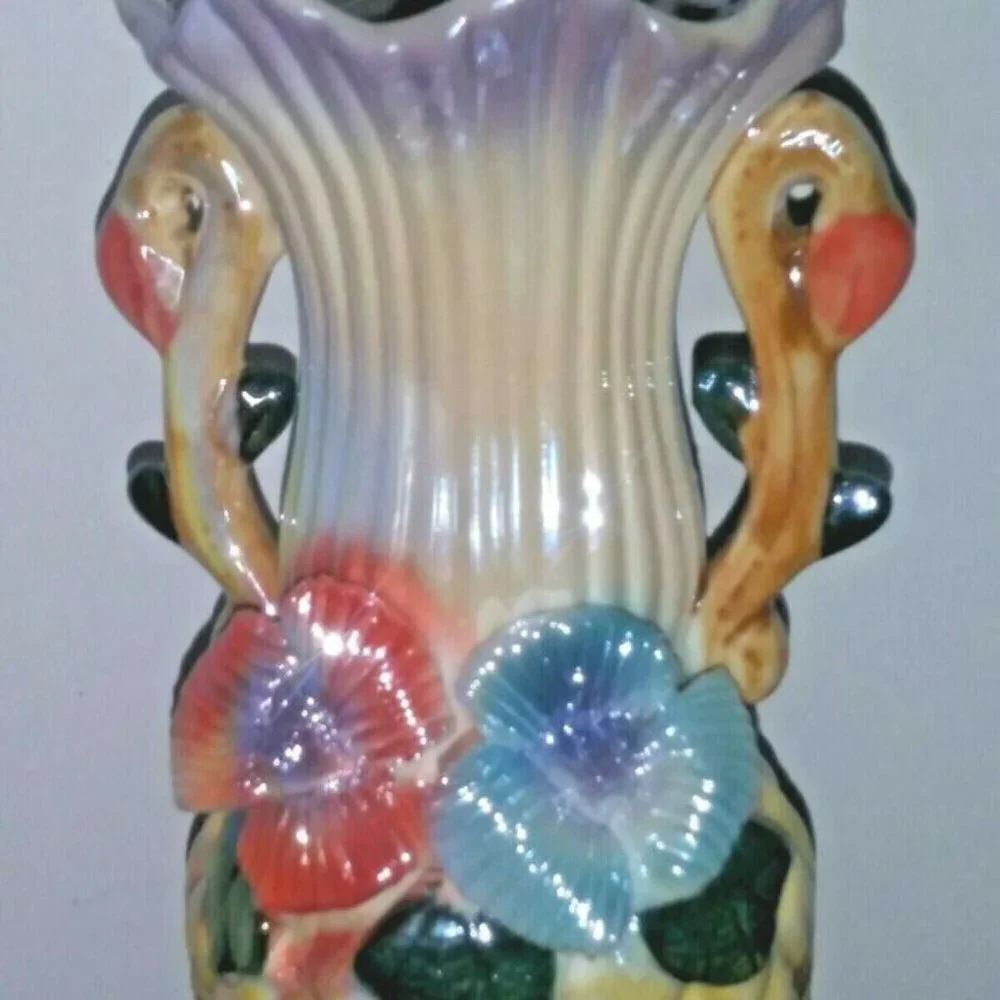 Vintage Pearlescent Lustreware Vase Floral multicolor 8